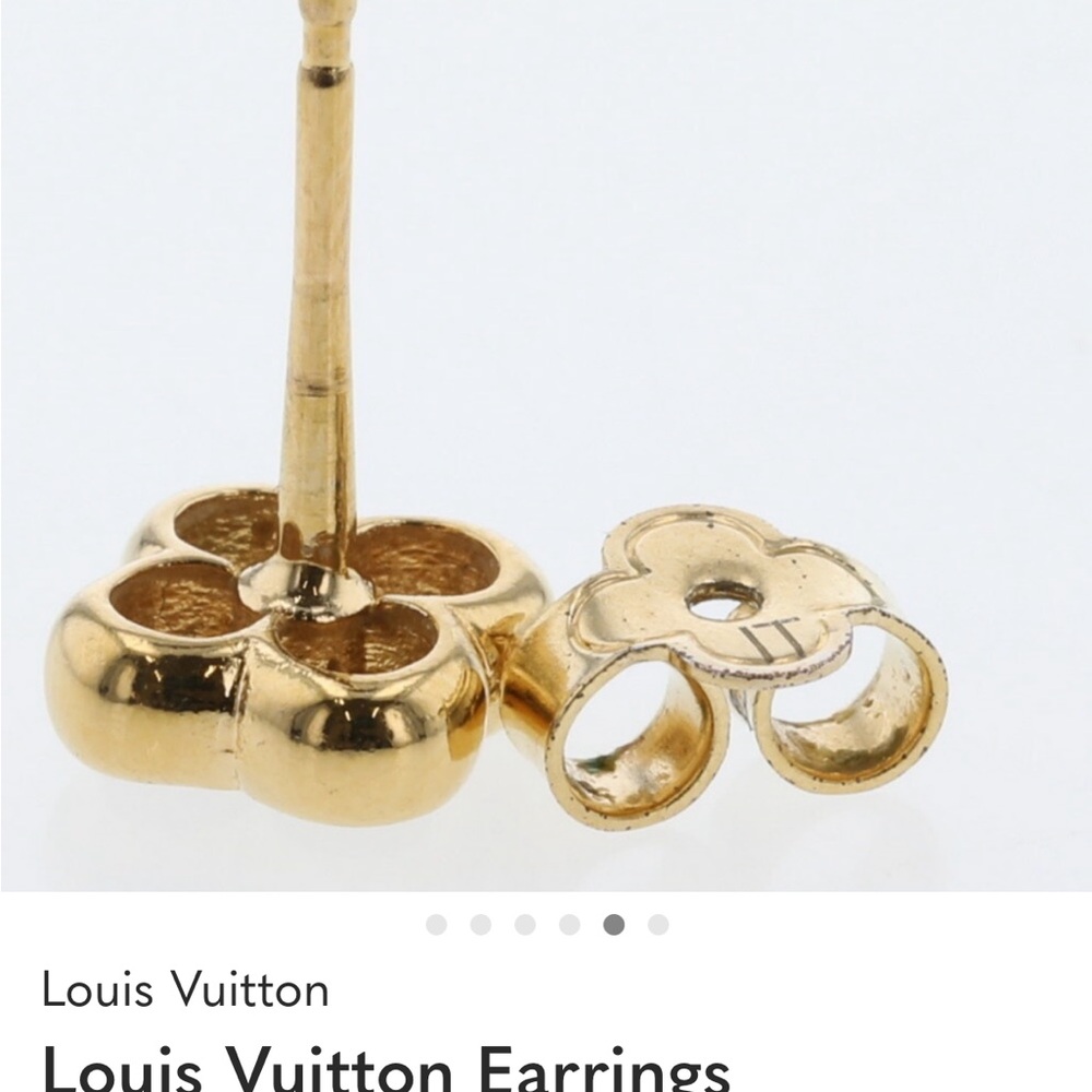 Louis Vuitton earrings Monogram Flower Full GP  Authentic M68131 - Picture 3 of 5